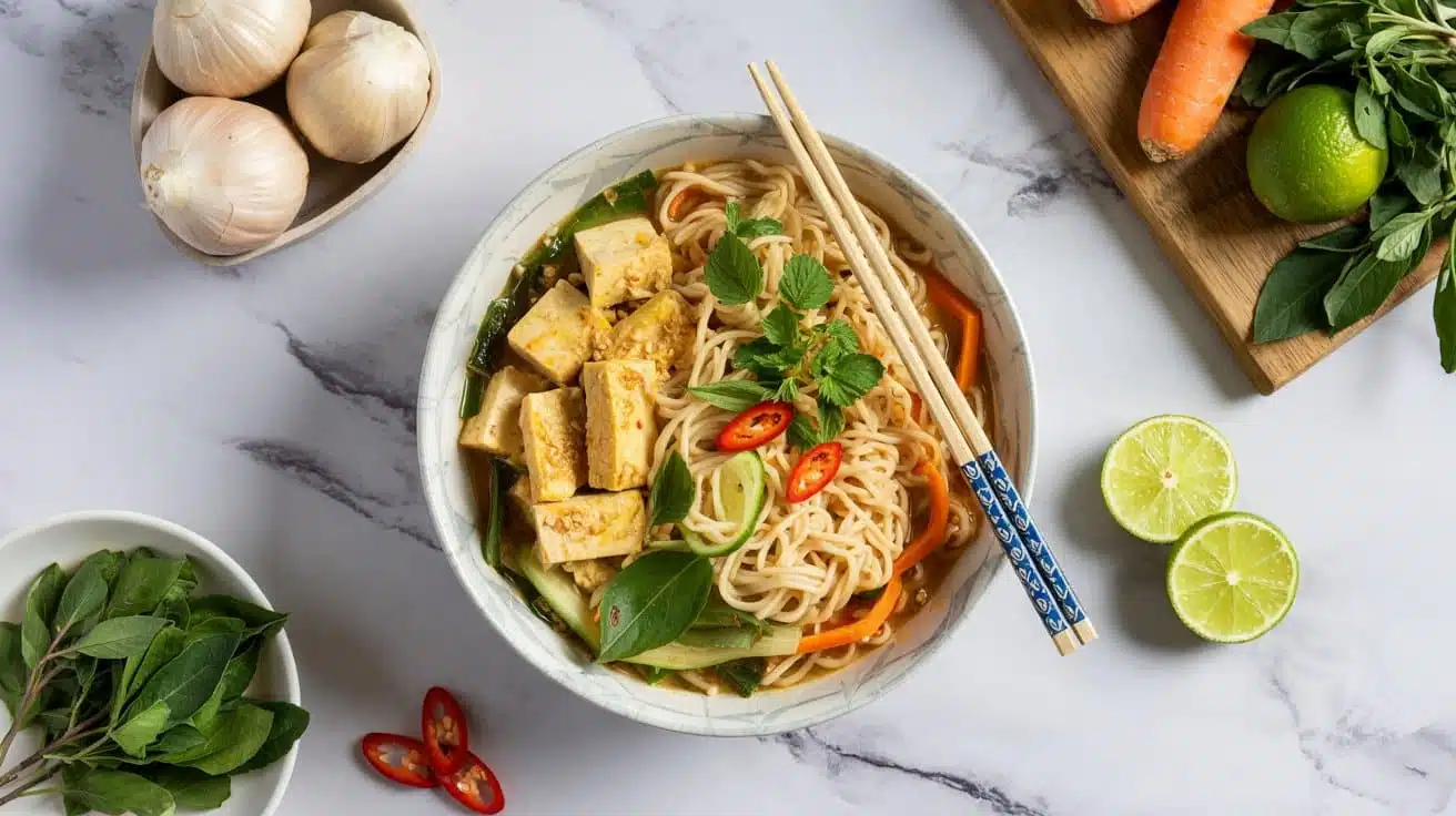 Tofu noodle bowl