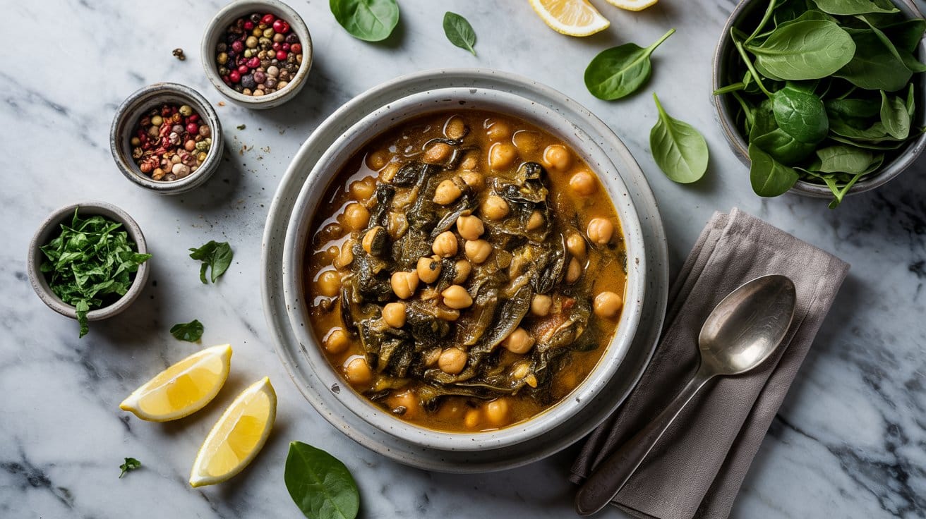 Chickpea and spinach curry for nutrien