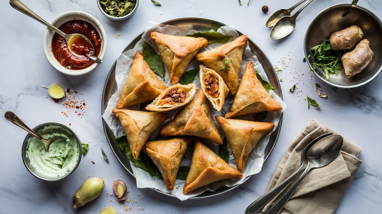 Spicy vegan samosas