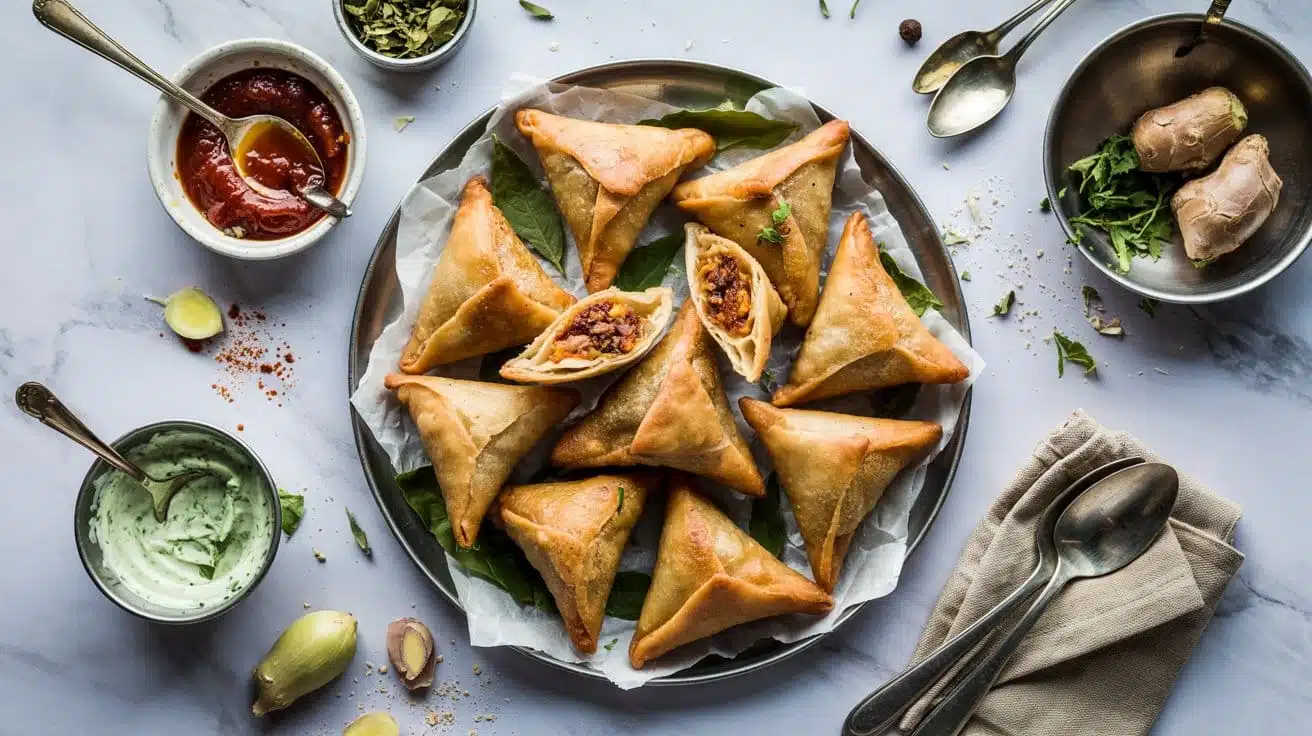 Spicy vegan samosas
