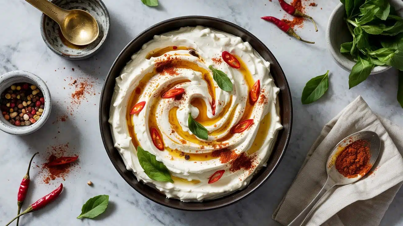 Spicy vegan whipped feta