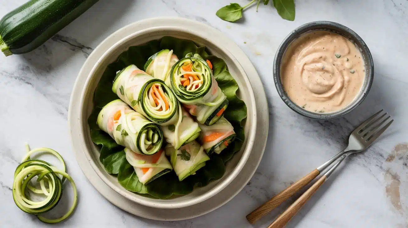 Zucchini noodle spring rolls