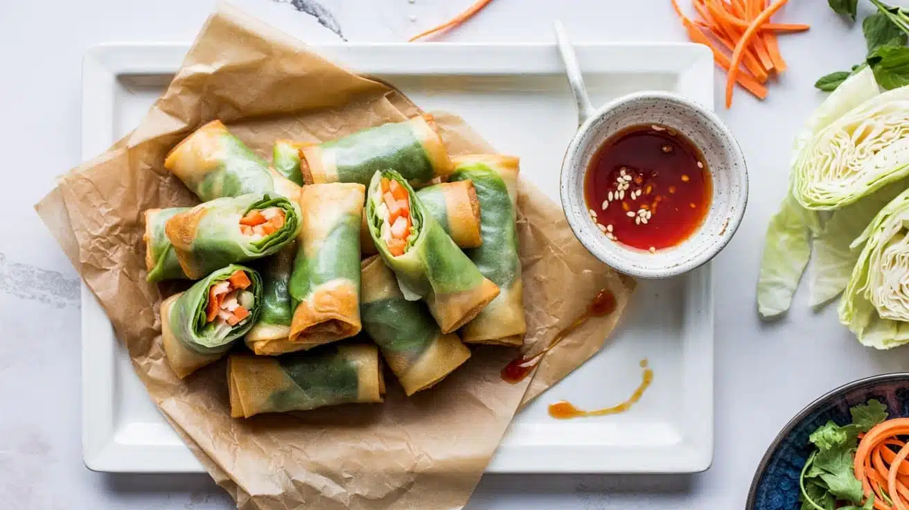Crispy baked vegetable spring rolls a