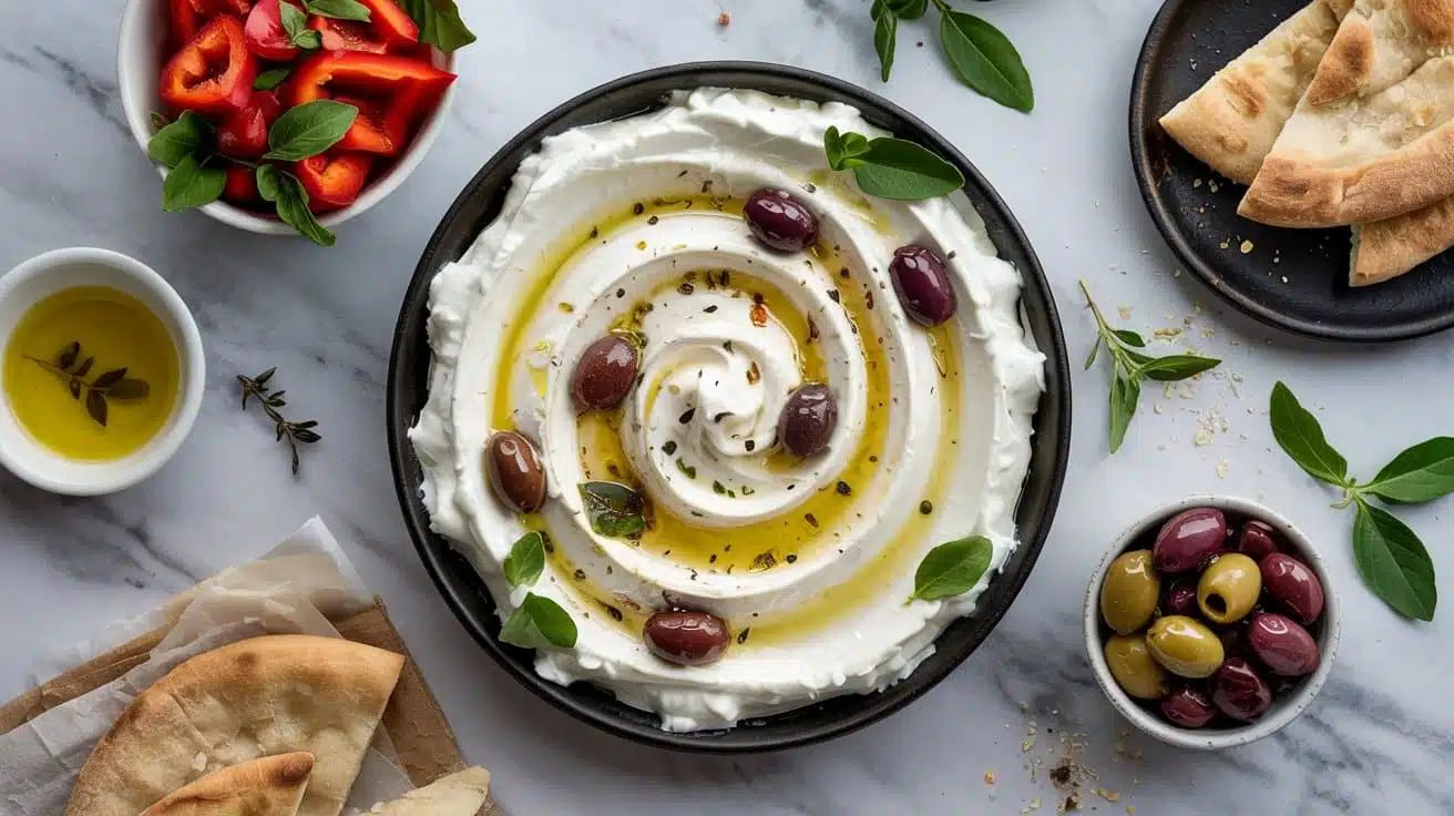 Vegan whipped feta a top