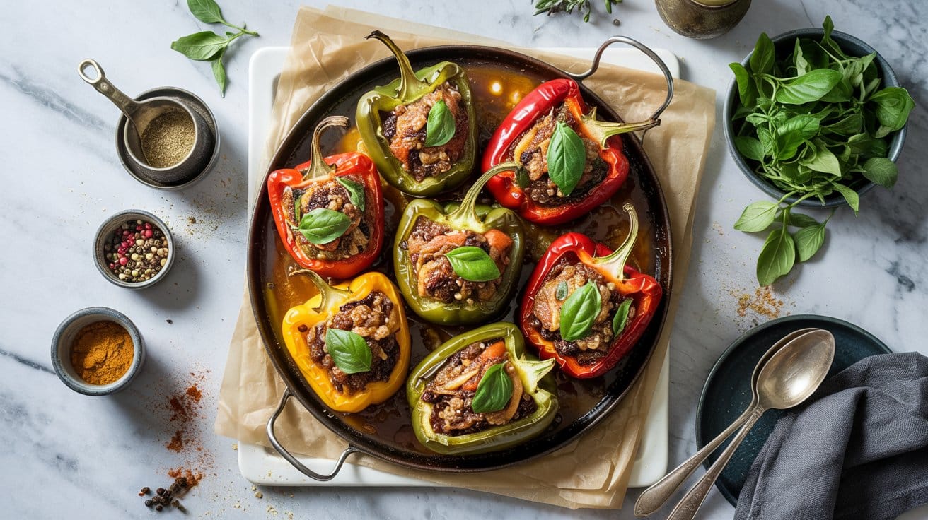 Middle eastern spiced stuffed peppers