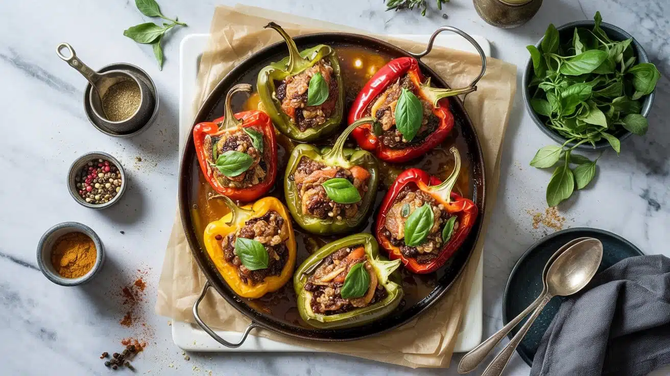 Middle eastern spiced stuffed peppers