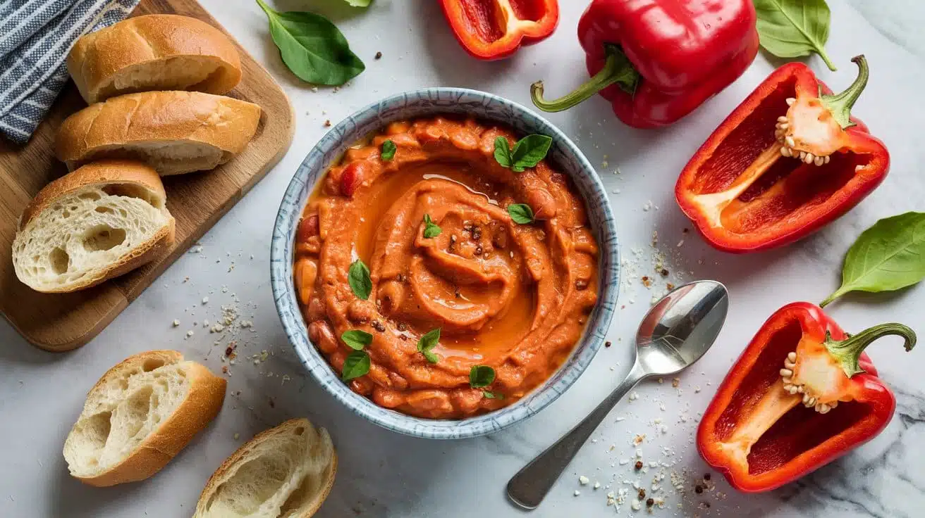 Roasted red pepper bean dip