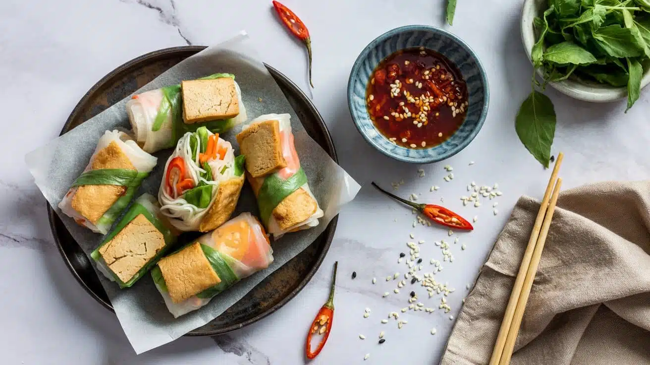 Spicy tofu spring rolls