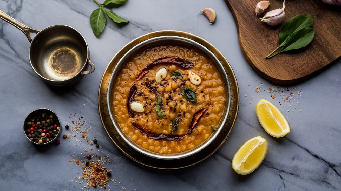 Tadka dal with spiced lentils and frag