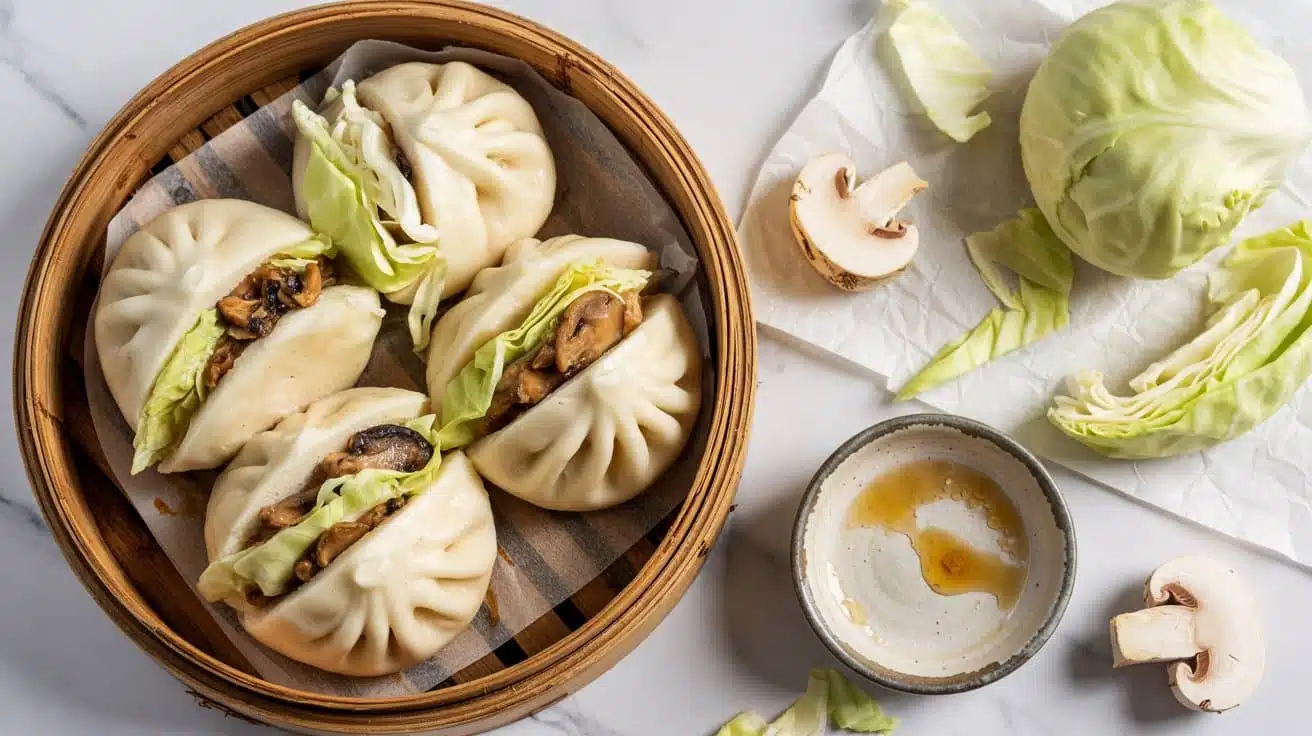 Savory cabbage and mushroom steamed bu