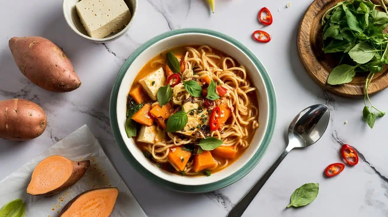 Sweet potato and tofu noodl