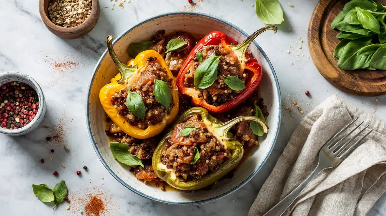 Stuffed bell peppers bowl with quinoa tfq