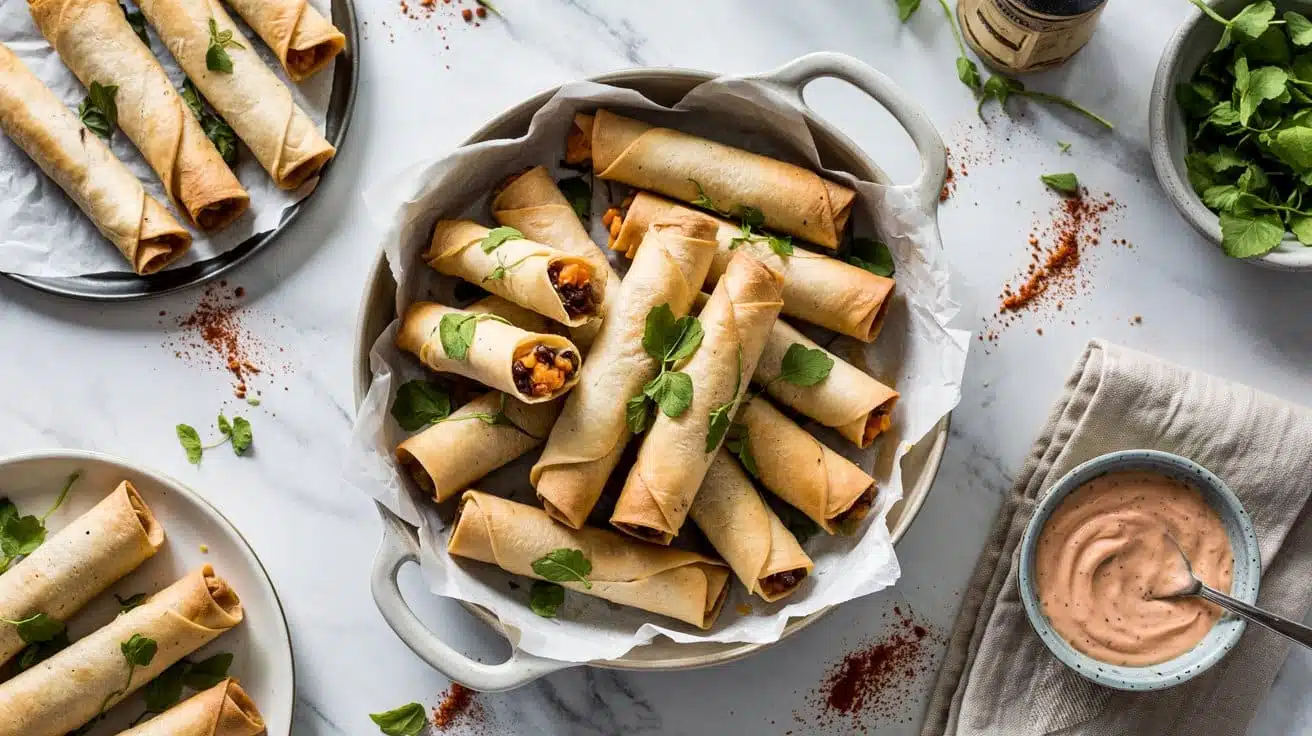 Sweet potato and black bean taquitos a